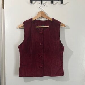 Vintage Daniel Deep Red Leather Vest